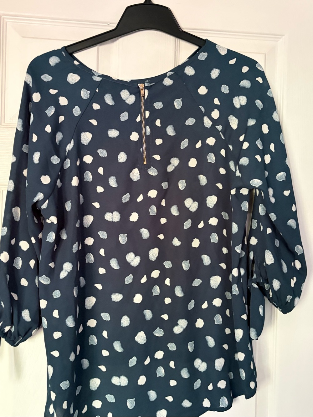Papermoon Navy Blue Polka Dot Long Sleeve Blouse